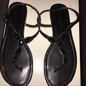 Black jeweled sandals